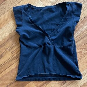Brandy Melville Navy V-Neck Tee